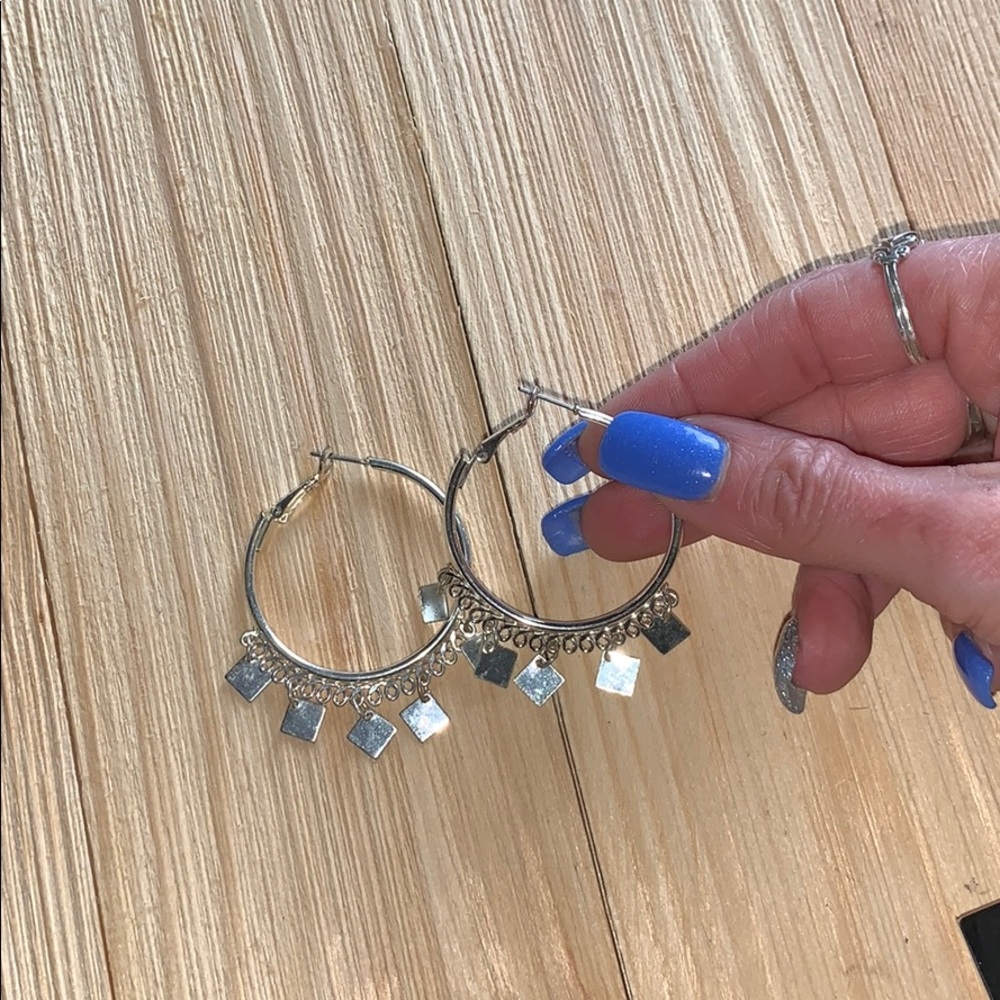 Silver Hoop Dangle Earrings